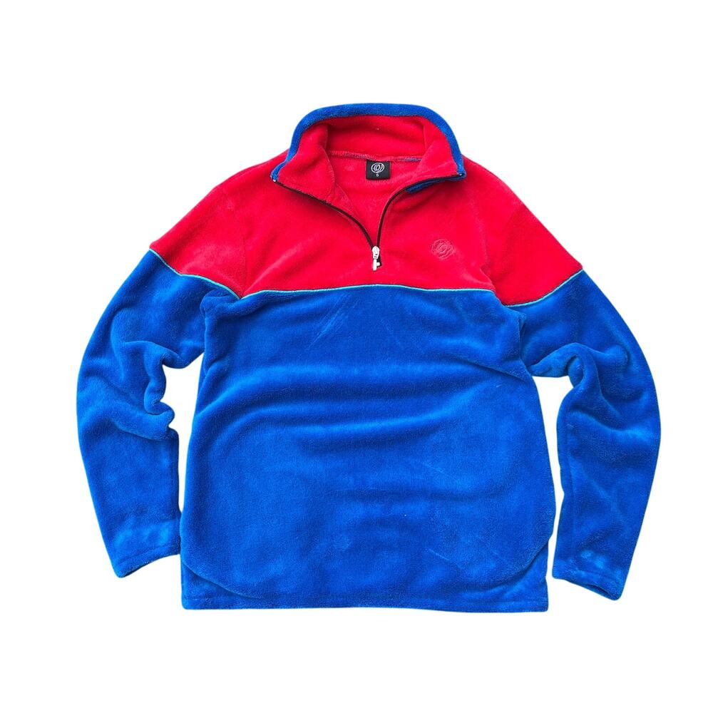 Odd Future two tone red blue super soft Fleece 1/4 zip collared pullover Small